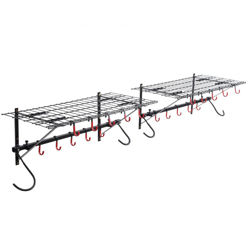 Support de rangement mural pour vélo et 2 tablettes pour 4 vélos