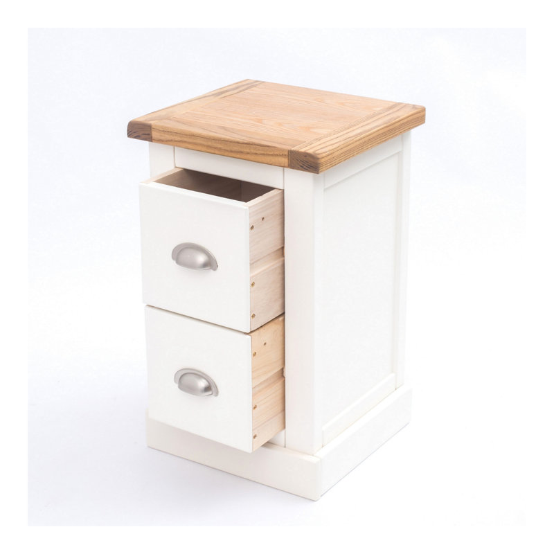 35 cm W Bedside Table, White, Chrome Cup