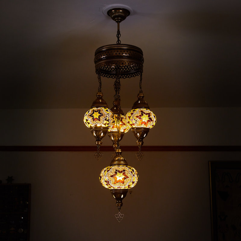 Karlie 4 - Light Bronze Cluster Pendant, Brown/Amber