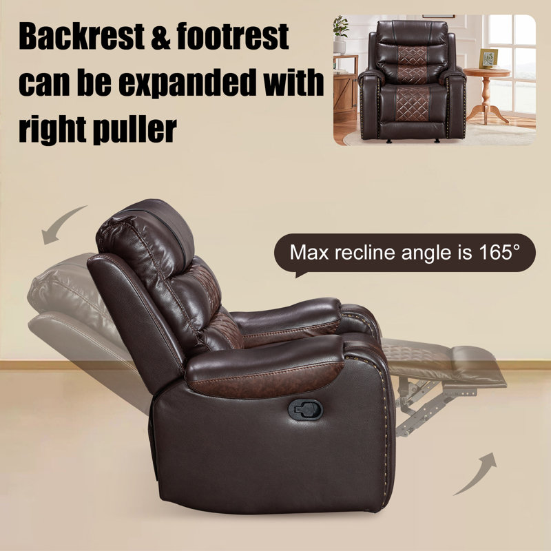 Lark Manor Air Leather Rocker Recliner Chair Single Sofa With ...
