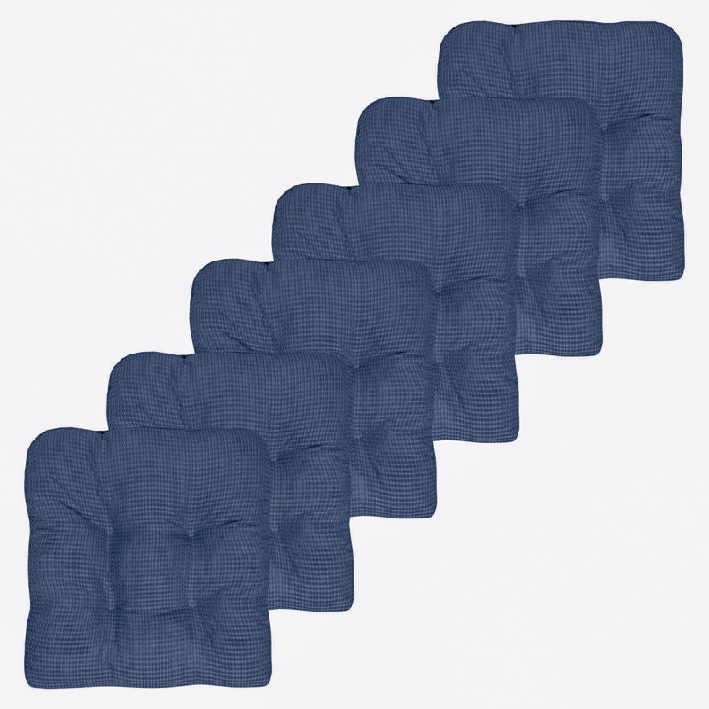 Memory Foam Indoor Tufted  Non Slip Chair Cushion, Navy, 6