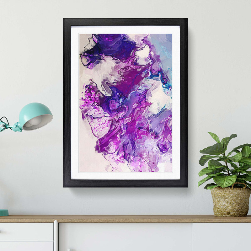 Stormy Times Abstract Art - Framed Print, 87cm H x 62cm W x 2cm D, Black Framed