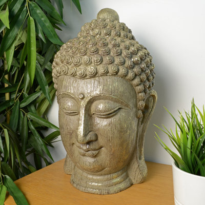 Lynch BUDDHA HEAD 40cm Carved Wood Effect