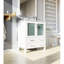 Blanc 30 po Meuble-lavabo large, 18,25 po de profondeur, comptoir en céramique, 28 miroirs, tiroirs à fermeture en douceur, armoire de rangement, fonctionnalité de salle de bain longue durée et comptoir à teinture, une armoire et deux tiroirs pour