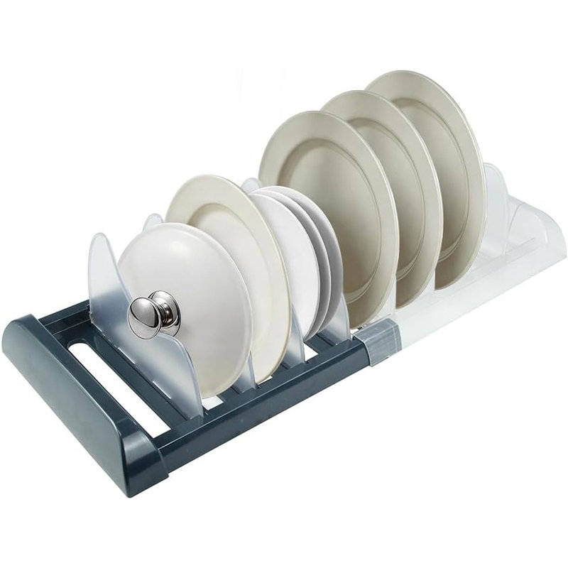 Support extensible pour organisateur de casseroles et de casseroles - Rangement de cuisine réglable avec 8 séparateurs ABS gris foncé