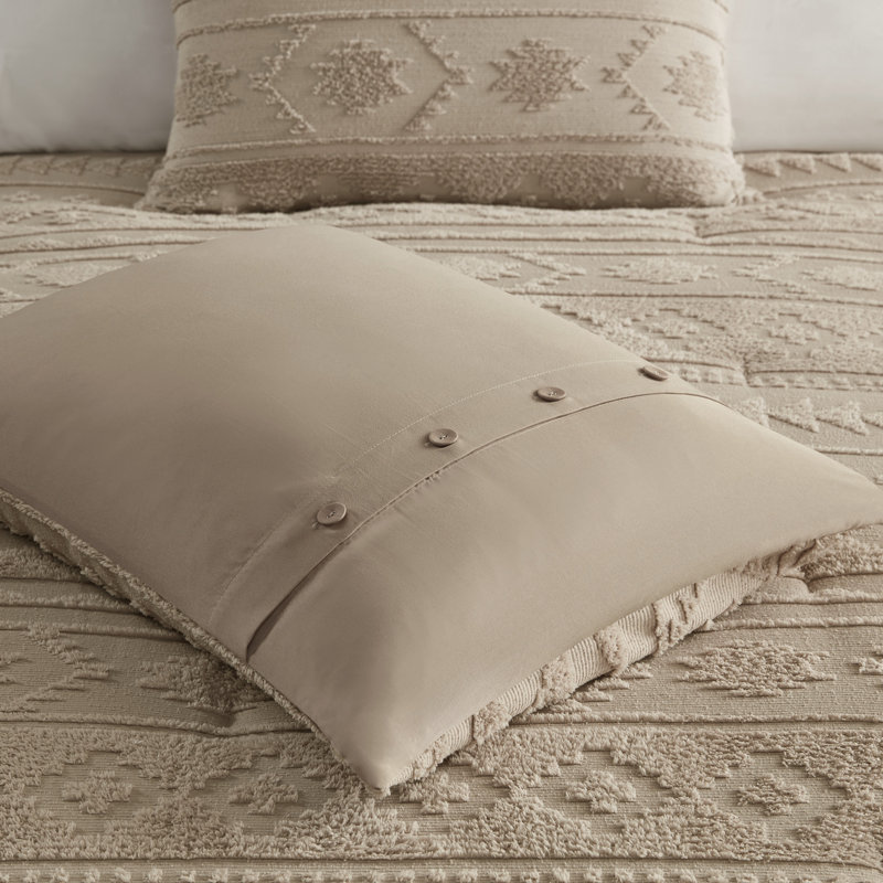 Tan Full Down Alternative Microfiber Comforter Set with Gathered Embellishment