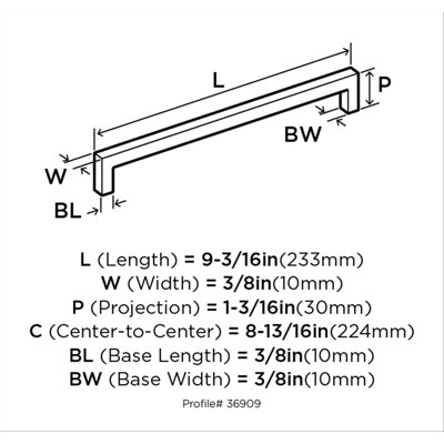 Monument 6-5/16 inch (160mm) Center-to-Center Champagne Bronze Cabinet Pull