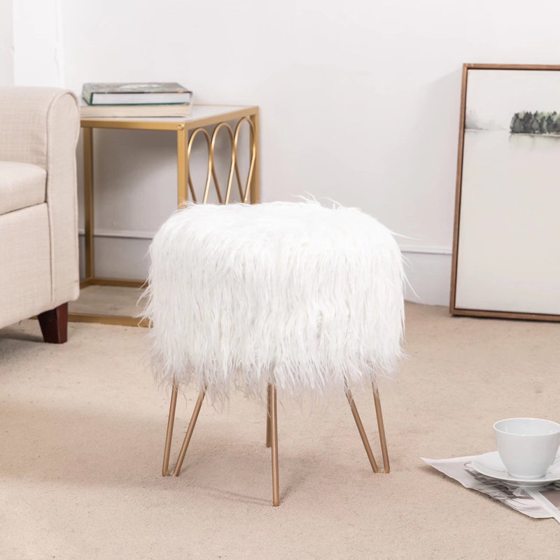 Upholstered Ottoman, White