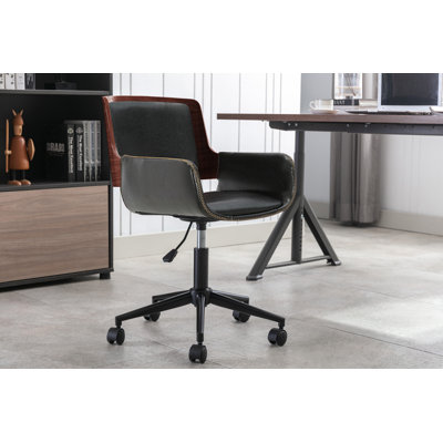 Wallach Faux Leather Mid-Century Office Chair