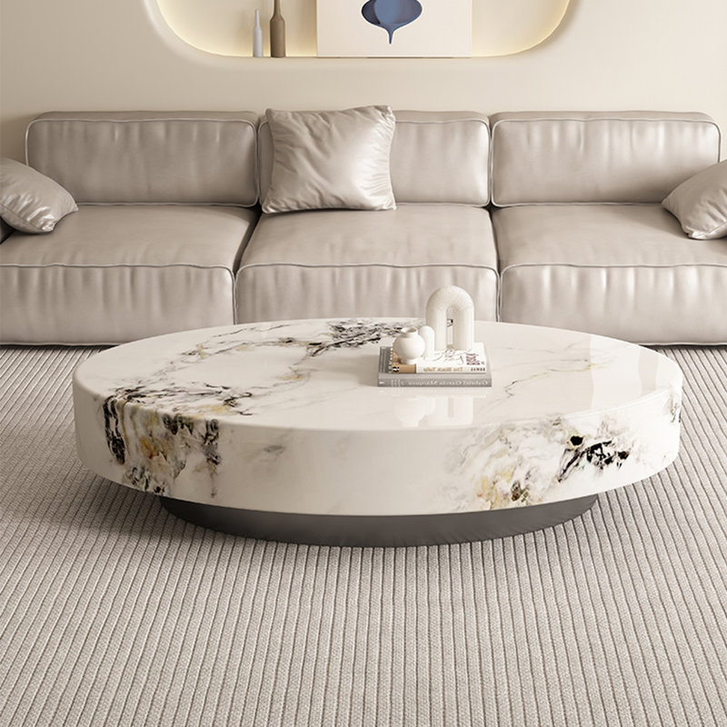 Table de salon ovale en marbre, H 13,8 po x L 51,2 po x l 27,6 po