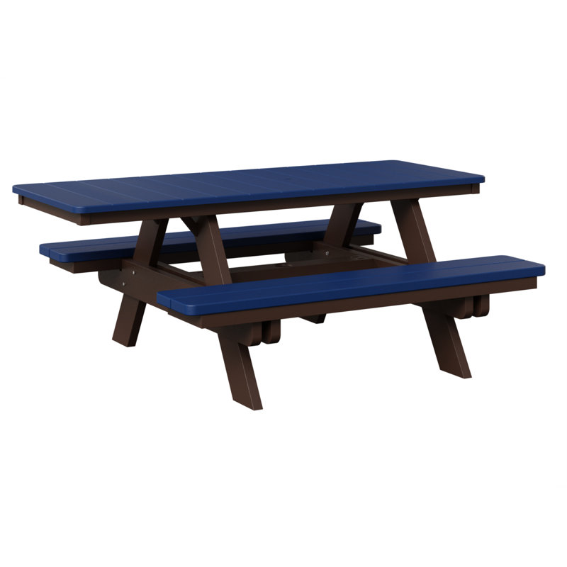 Berlin Gardens Ada Rectangular Picnic Table, Pacific Blue Top/Chocolate Brown Base