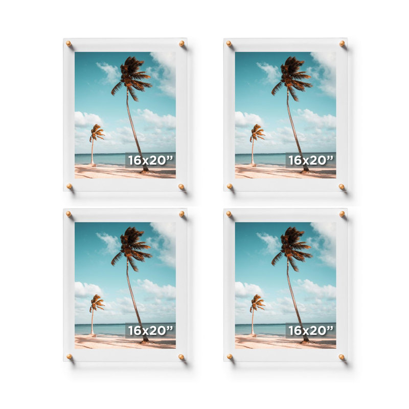 Ensemble de 4 cadres photo Cool Cool, 16 po x 20 po, Transparent / or