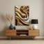 Abstrait fluide, art mural en métal beige 98-1835820713