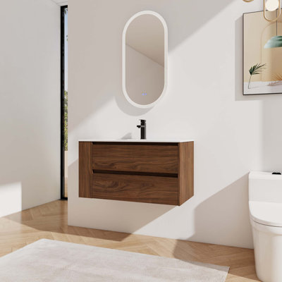 Meuble-lavabo mural 36 po avec lavabo en céramique