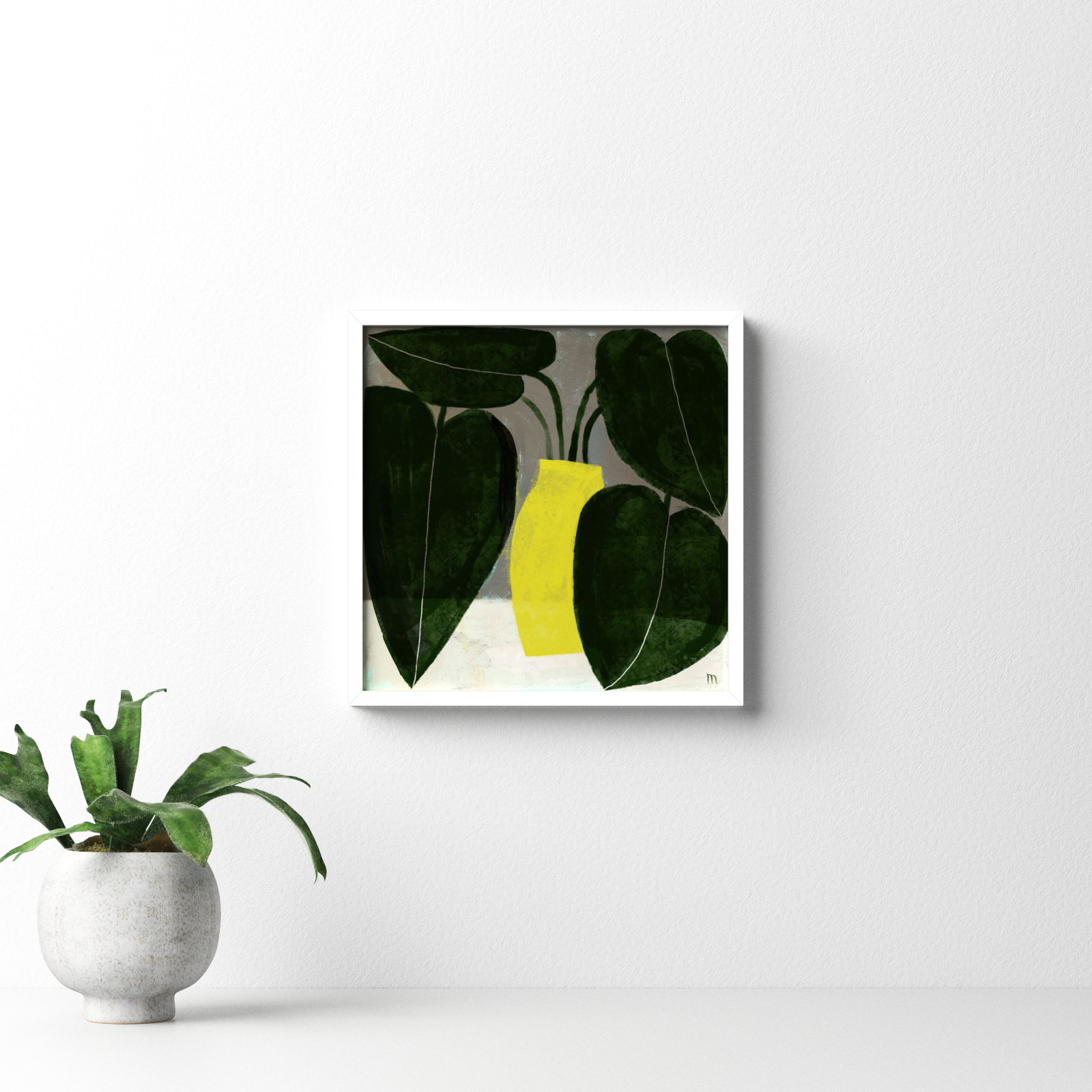 Plant #7 by StudioM, White, 16" H x 16" W x 1.25" D