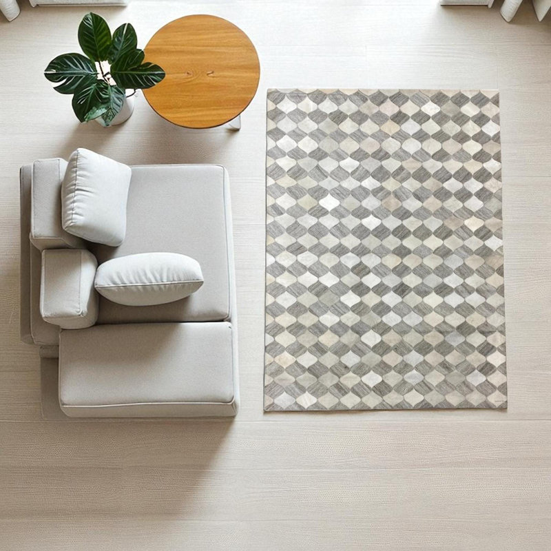 Tapis gris et blanc en peau de vache, tapis en peau de vache naturel fabriqué à la main, Rectangle 8 pi 10 po x 12 pi