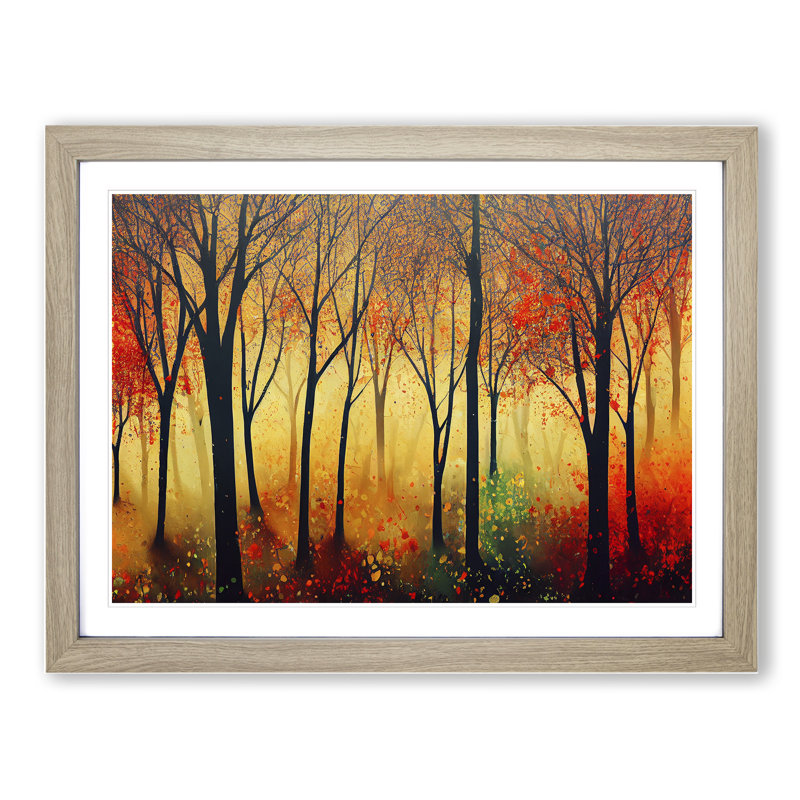 Autumn Forest Splatter Vol.2 - Single Picture Frame Print, 34cm H x 46cm W, Beige