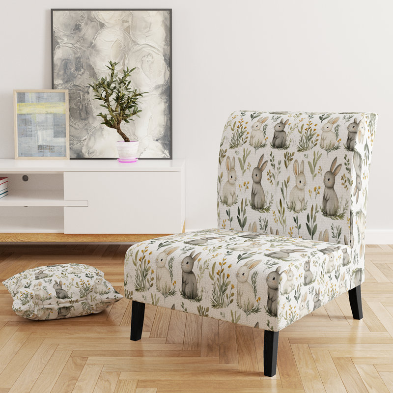 Fauteuil de chambre gris Bunny Garden, Pantoufle sans accoudoirs