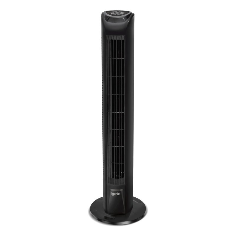 Igenix 29 Inch Tower Fan with Remote Control Black, Black