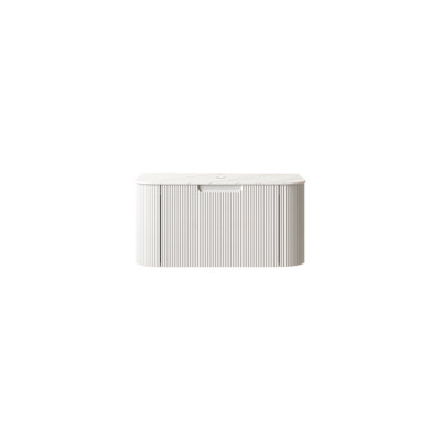DINA 30'' Wall Mounted Plywood Cabinet With Carrara White Sintered Stone Countertop, One Drawer, NO Basin, NO Faucet And Drain, White Color (New SKU)