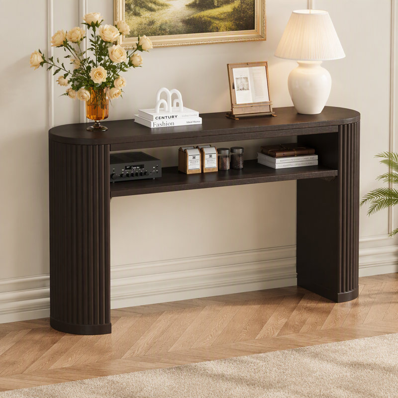 Console rustique avec pieds cannelés Trexm, Espresso