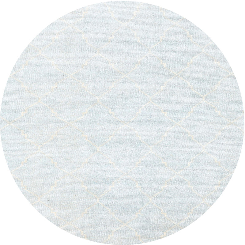 Tapis géométrique blanc cassé, Rond 5 pi