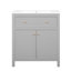 Meuble-lavabo gris 60 po avec lavabo en céramique 60 po, rangement spacieux, cadre en bois massif, rangement encastré simple dans les tiroirs de l'armoire, fabrication du cadre
