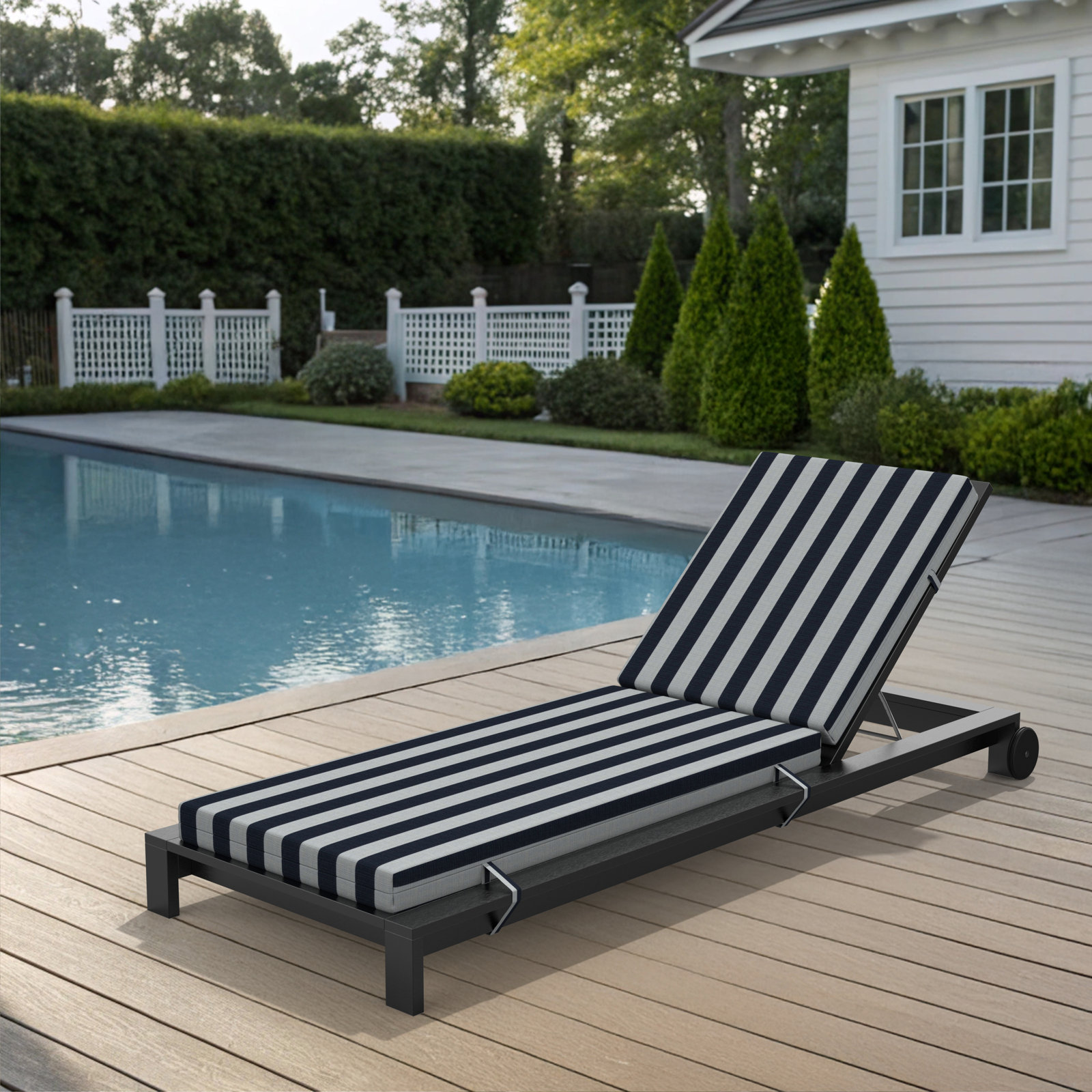 Lani Sunbrella Outdoor Chaise Lounge Cushion, Expressive Mist, 22.5" W x 47" D