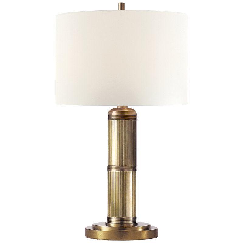 Thomas O'Brien Longacre Small Table Lamp, Hand-Rubbed Antique Brass, Fabric