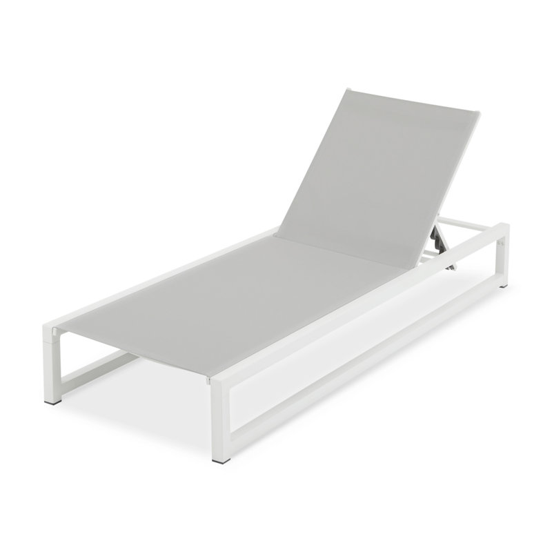 5-Level Adjustable Outdoor Chaise Lounge, 1, White