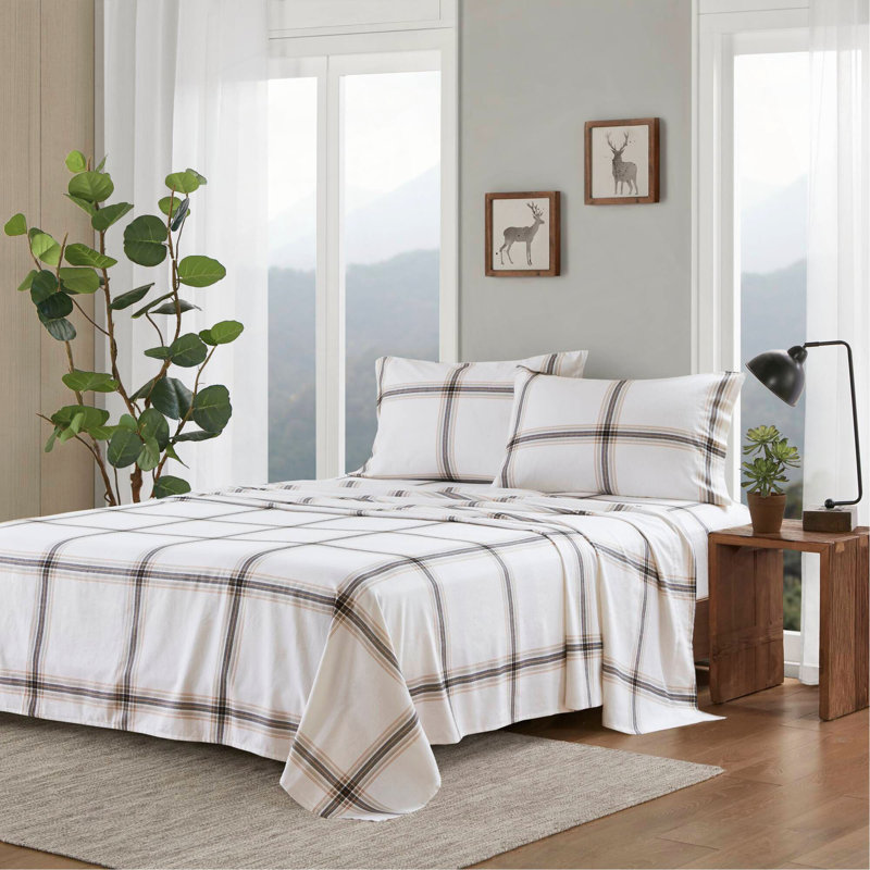 3 PCS Sheet Set Tan Plaid