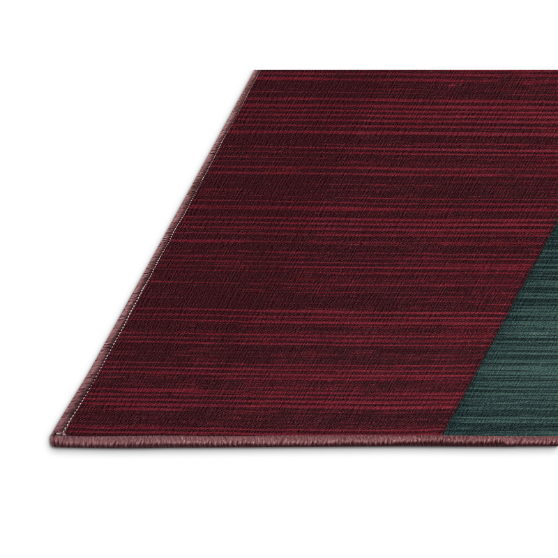 Tapis rouge à rayures horizontales lavable à la machine, Rectangulaire 8 pi x 12 pi