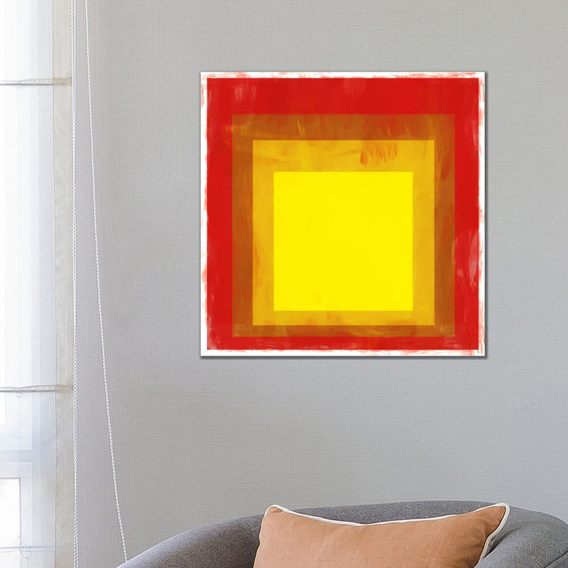 Modern Art- Red & Yellow Squares 1 Piece Wrapped Canvas Wall Art, 66.04 cm H x 66.04 cm W x 3.175 cm D