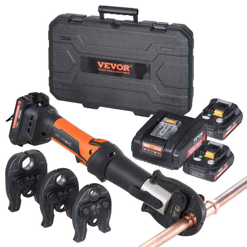 Pro Press Tool Pipe Crimping Kit Press Tool Battery Kit 1/2" 3/4" 1" Jaw