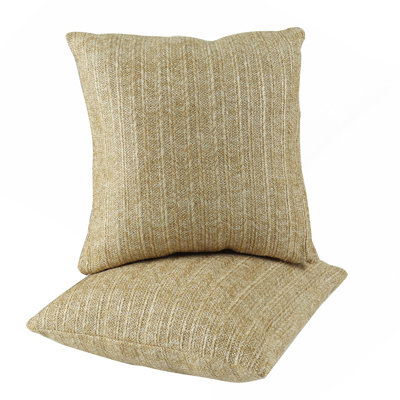 Coussins décoratifs carrés de 45 x 45 cm en imitation paille tressée, avec garnitures (lot de 2), résistants aux intempéries et à la décoloration, pour canapé, fauteuil et salon de jardin.