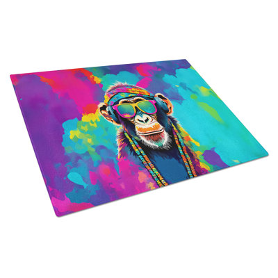 Hippie Animal Chimpanzee Glass Cutting Board