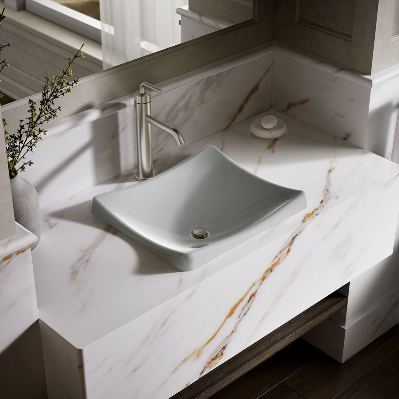DemiLav Metal Specialty Vessel Bathroom Sink, Gris glacé