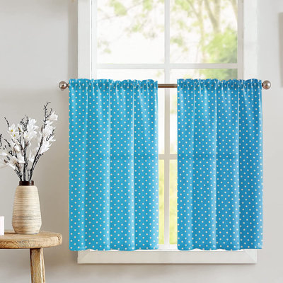 Cotton Blend Polka Dots Tailored Cafe Curtain