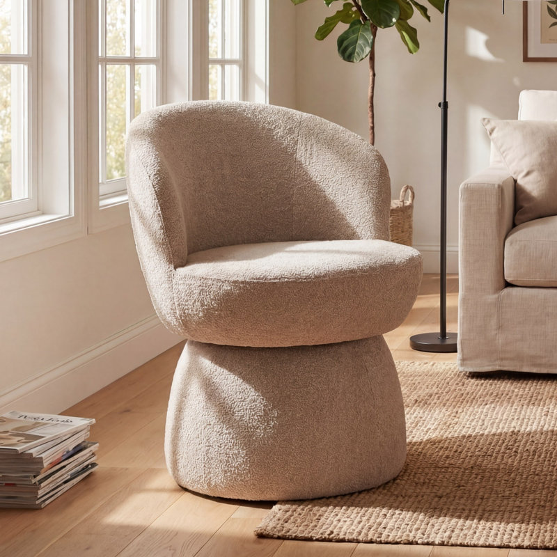 Fauteuil d'appoint rembourré Mid-Back, Mélange de polyester café