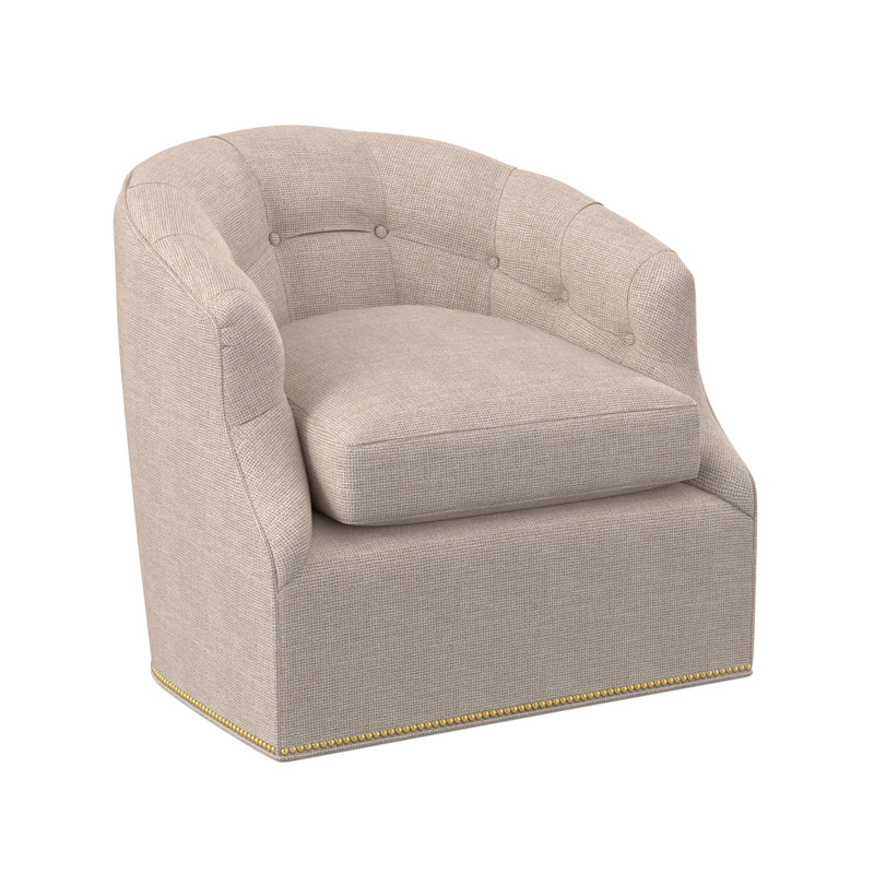 Calvert Upholstered Accent Chair, Polished Brass Small, Venice Ivory 100% Polyester