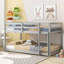 Twin Over Twin Floor Bunk Bed,Pink-2123298602