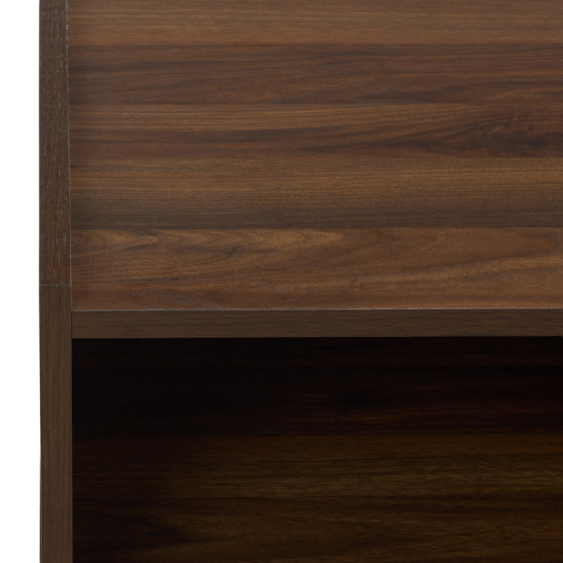 Table basse à 2 tablettes et porte coulissante Eason, Walnut