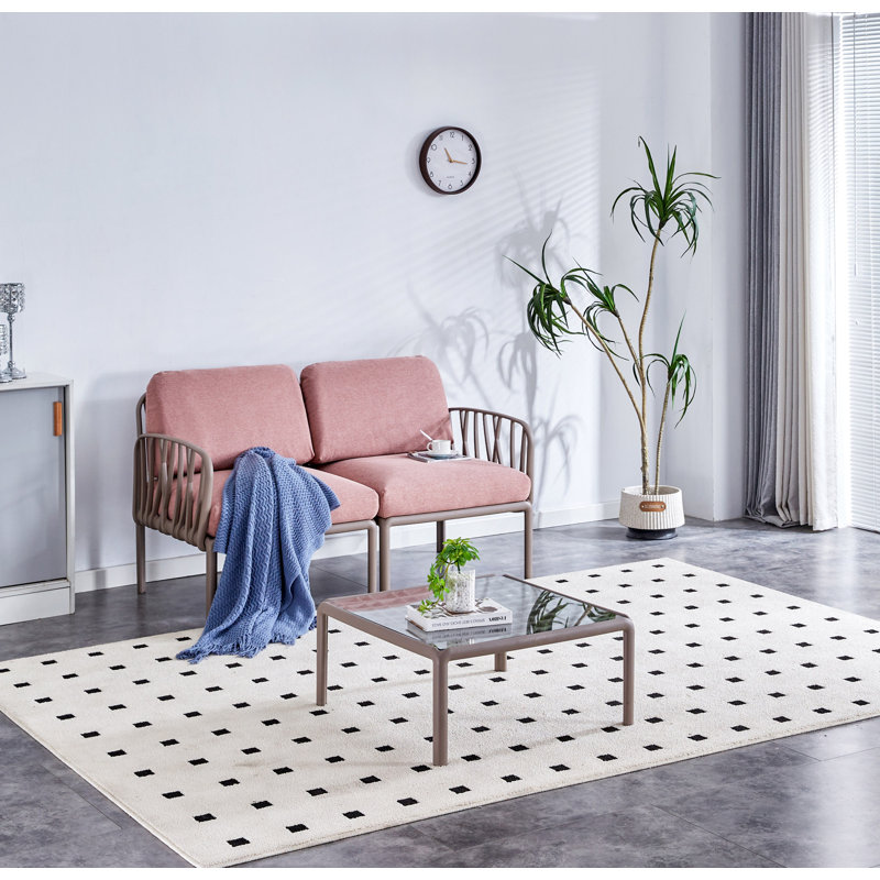Mobilier de jardin modulaire intérieur / extérieur avec canapé et coussins moelleux pour l'extérieur, Rose