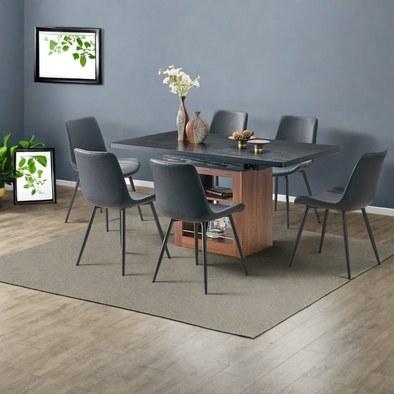 Ensembles de table de salle à manger extensible et moderne avec bois et métal, idéal pour la maison et le bureau