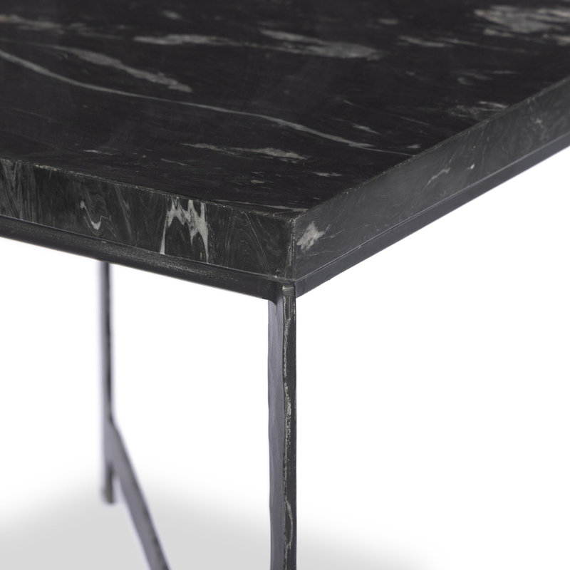 Table de bout Nelida, Plateau en marbre gris anthracite / base en fer no