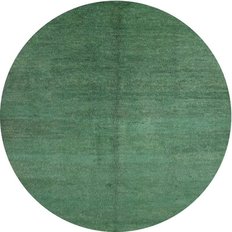 Tapis gris/vert contemporain, Rond 3 pi