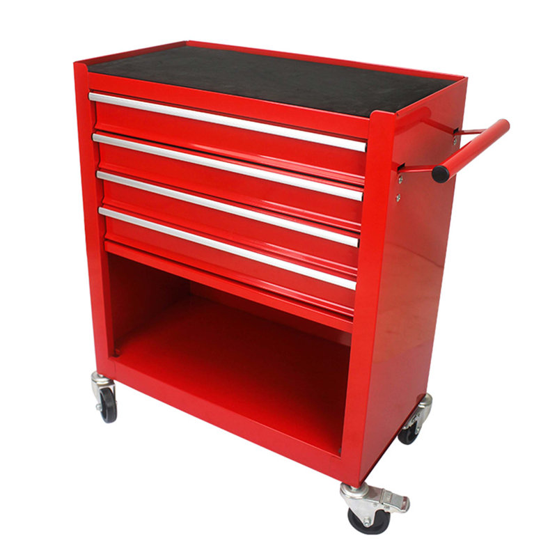 Chariot à outils multifonctionnel avec 4 roulettes, Rouge
