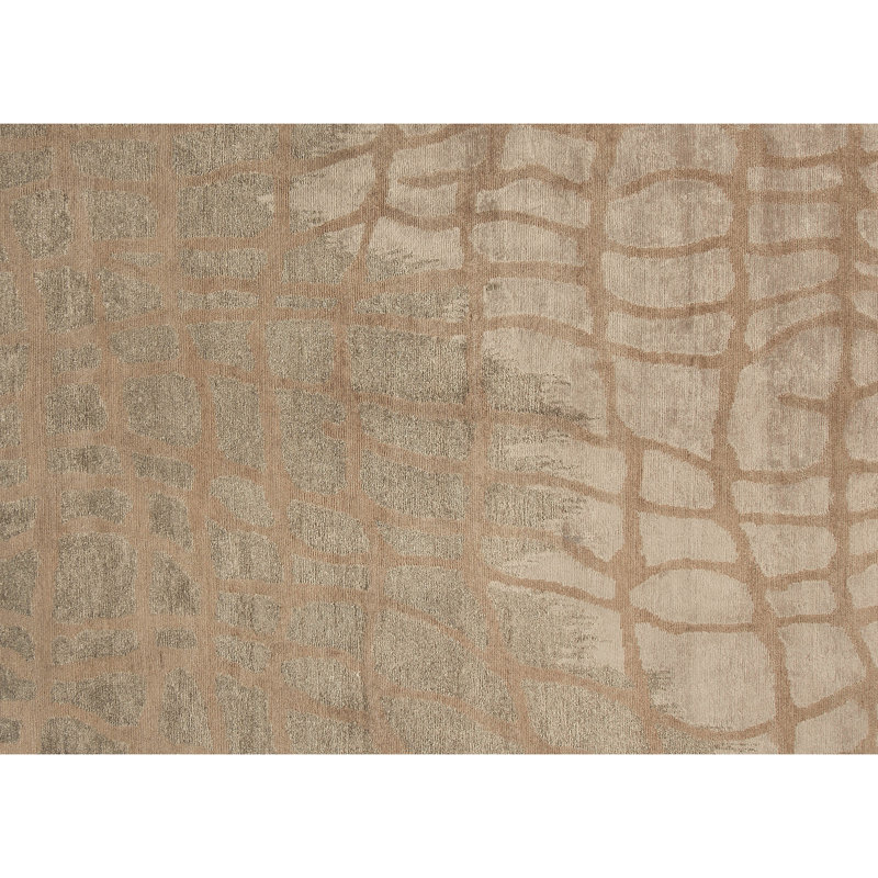 Hand Knotted Geometric Area Rug in Straw, Rectangle 8' x 10'