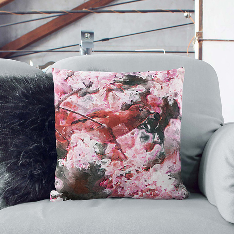 Floral Square Throw Cushion, Stone, 55 x 55 cm