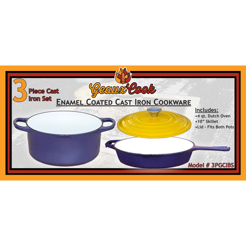 King Kooker Geaux Cook Cast Enamel Coated Cast Iron Cookware Set